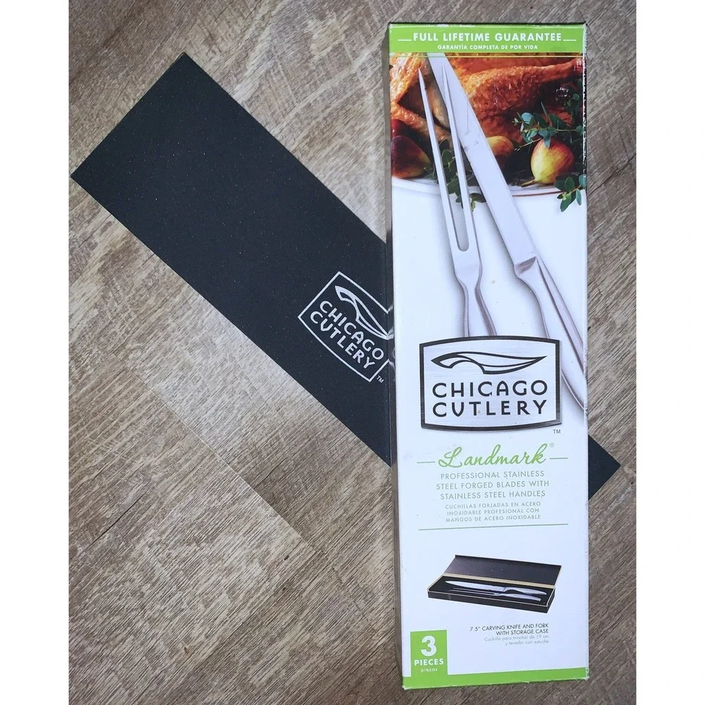 CHICAGO CUTLERY Landmark Prof Stainless Carving Knife Fork Sleek Mod Design *NOS